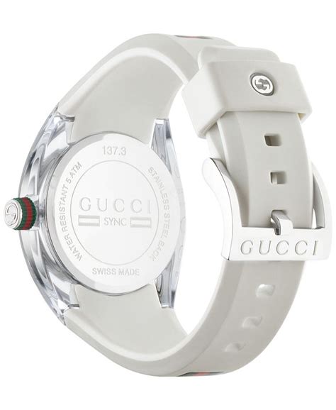 Sync Unisex Swiss White Striped Rubber Strap Watch .